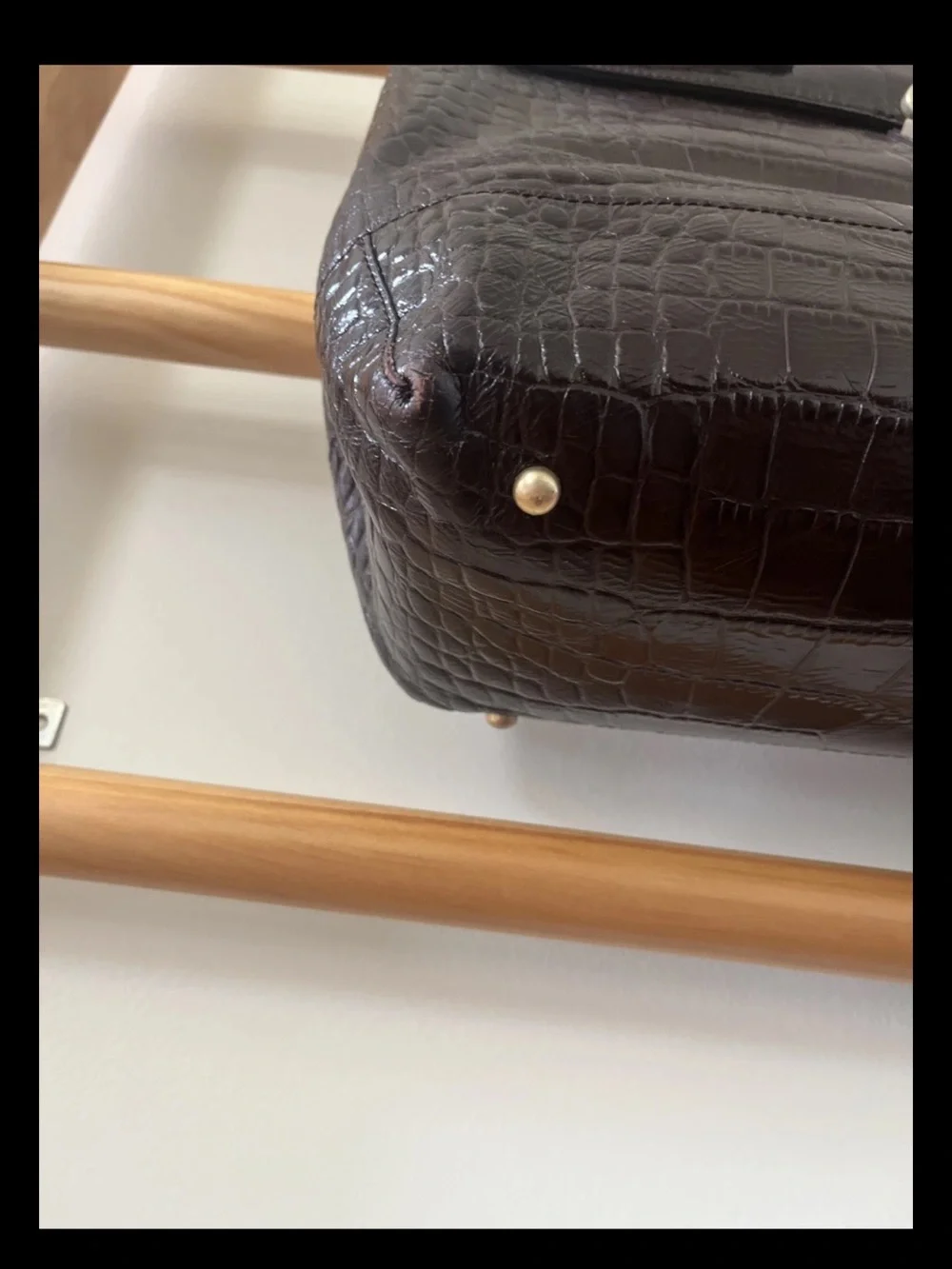 Talbots Dark Brown Croc-Embossed Structured briefcase 💼 business Satchel
